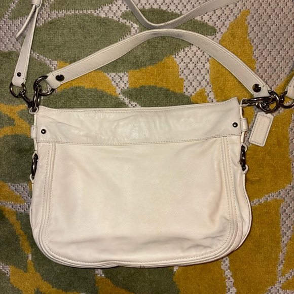 Coach Kristin Leather Hobo Crossbody White Chalk Silver Hardware - Picture 1 of 10